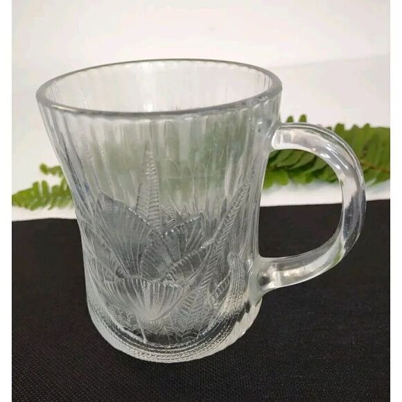 Arcoroc Canterbury Crocus Clear Glass Mug Coffee Cup Tea Tulip  Vintage - Picture 1 of 9
